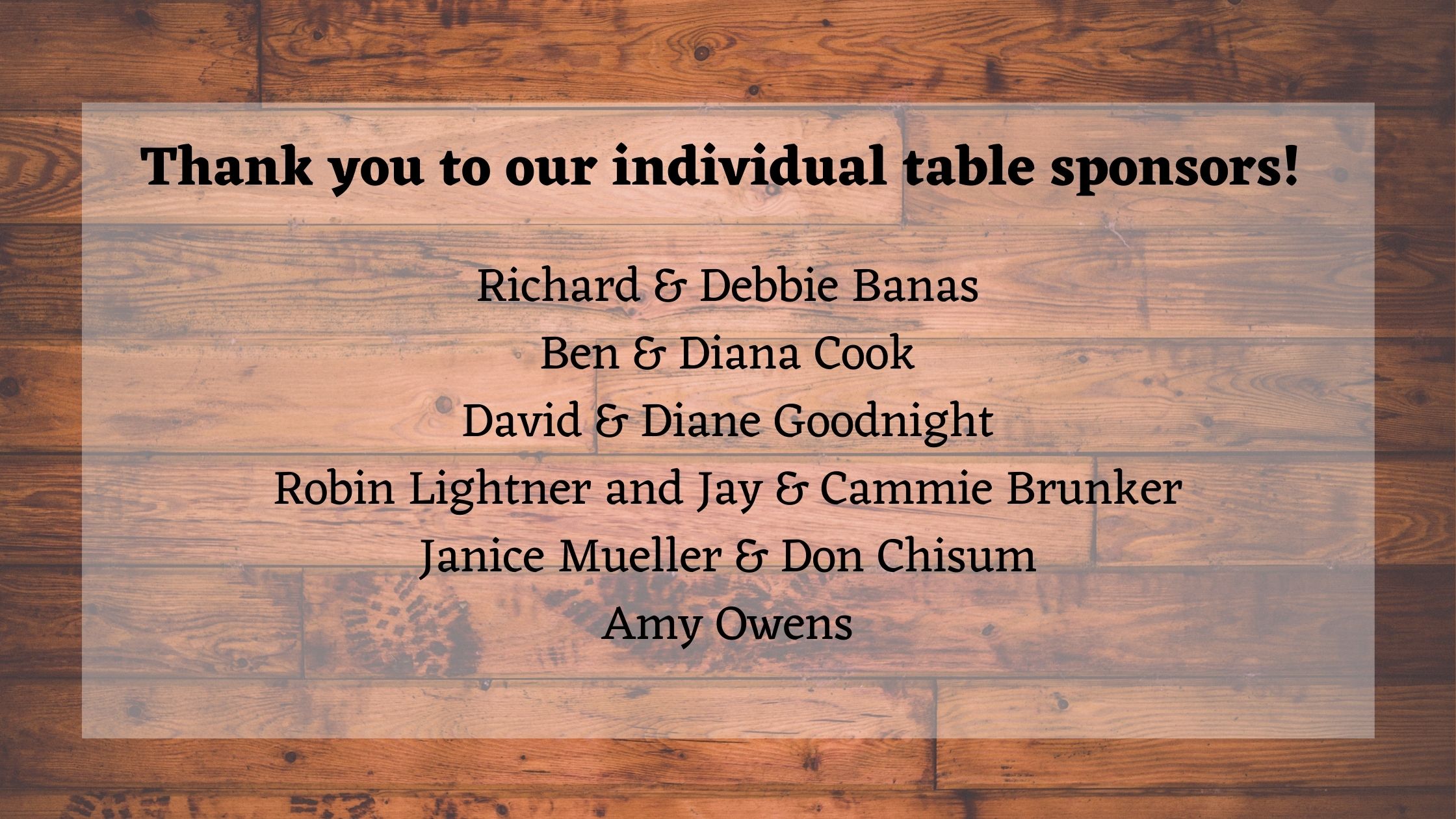Individual Table Sponsors