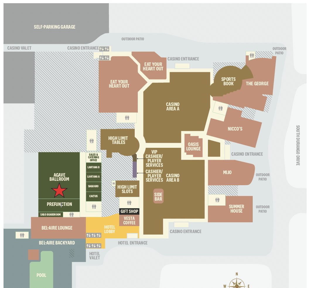 Property map with star denoting Agave ballroom location