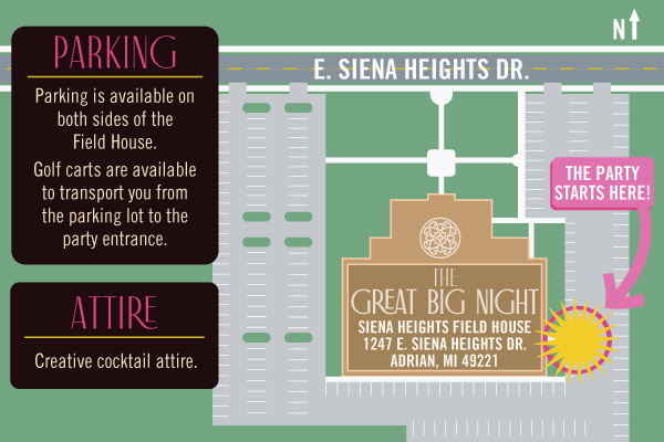 Map to Siena Heights Field House