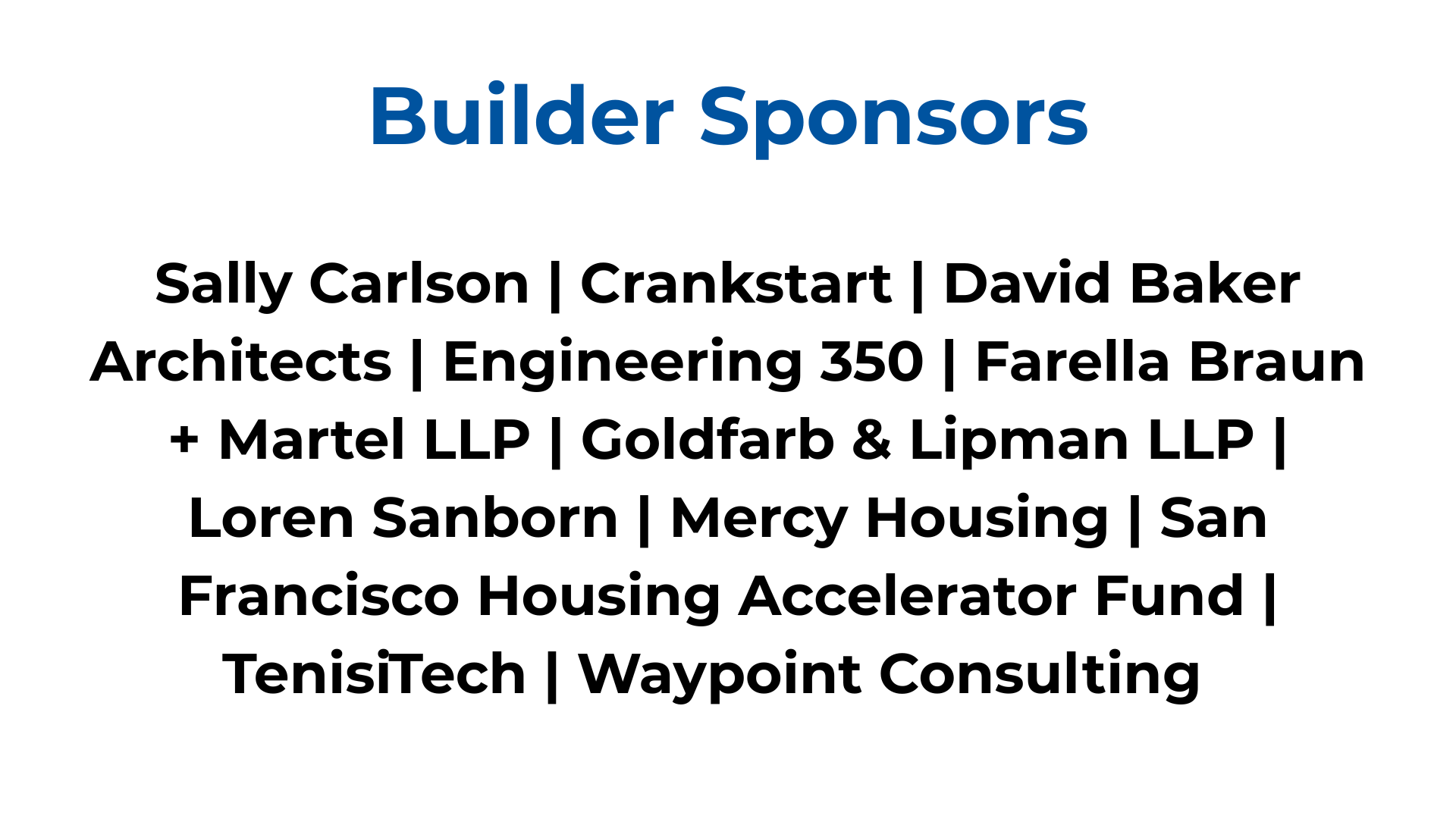 List of Builder Sponsors