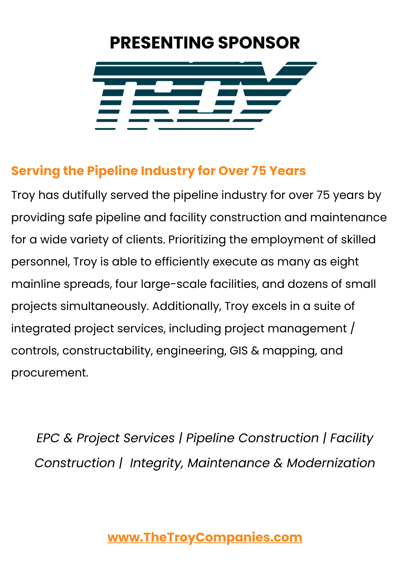 Presenting Sponsor Troy