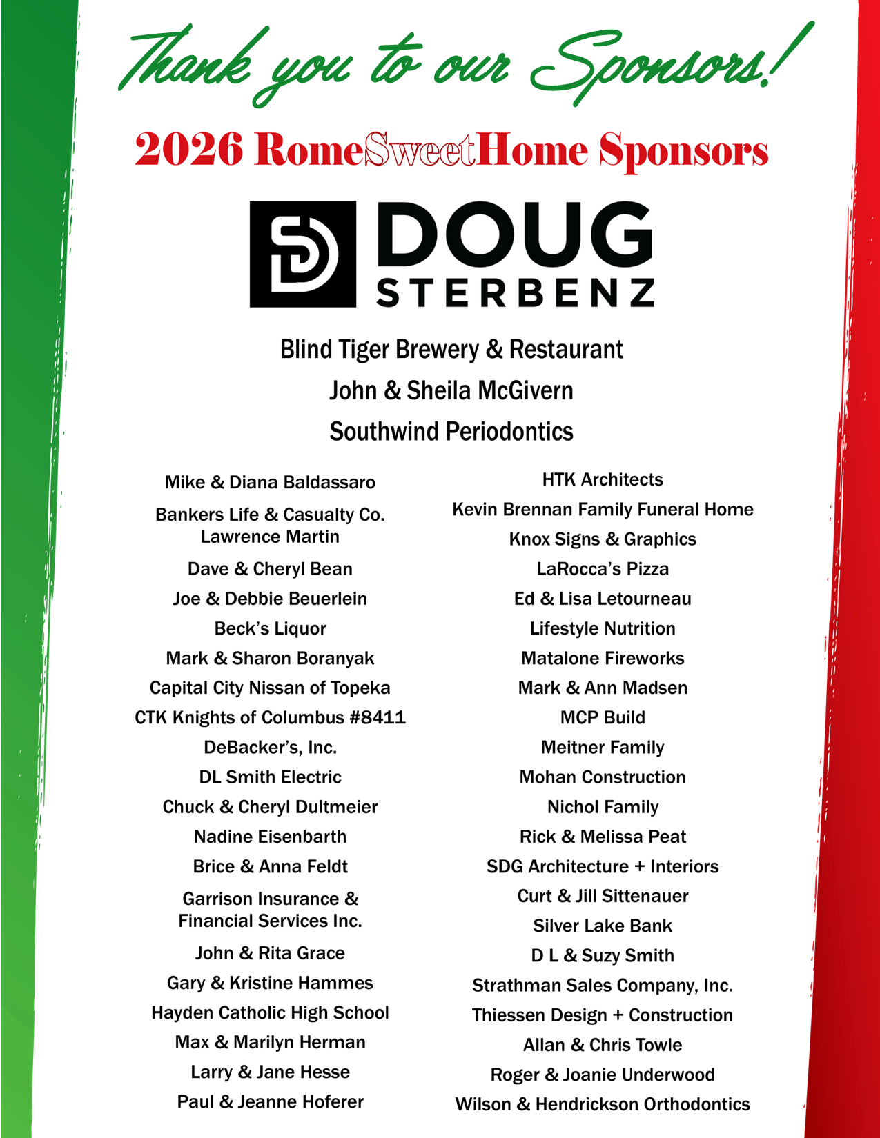 2026 RSH Sponsor List