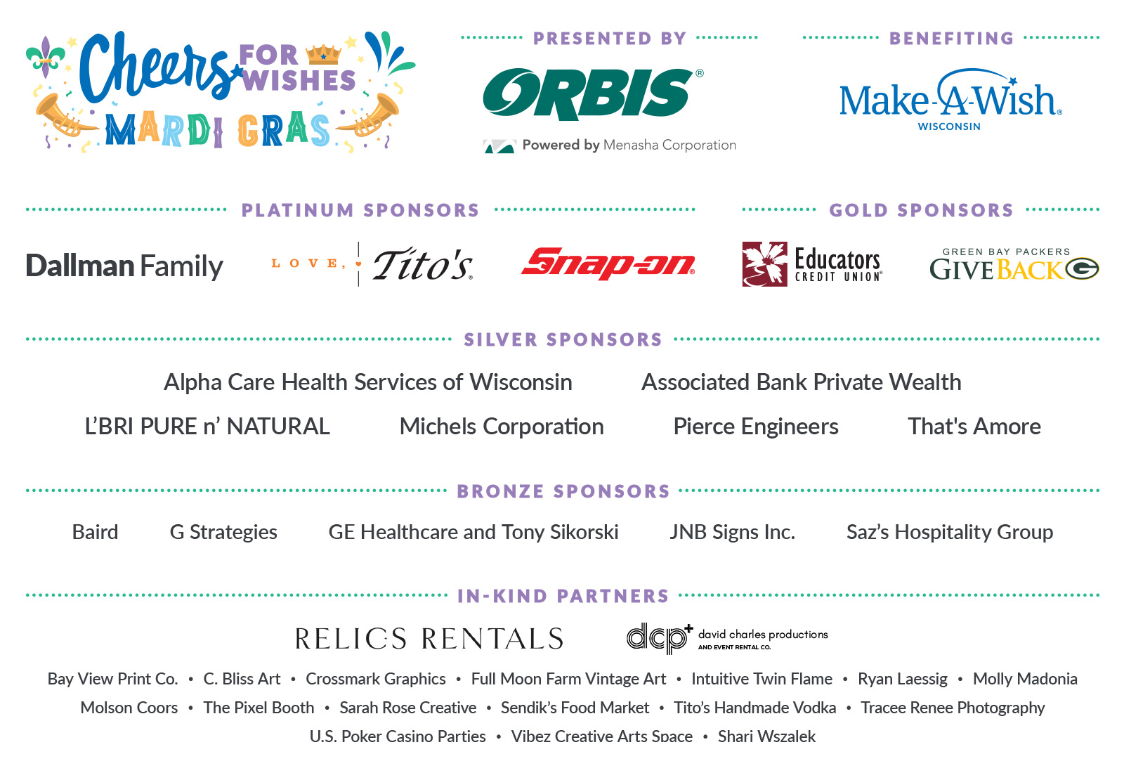 Thank you, Cheers for Wishes sponsors