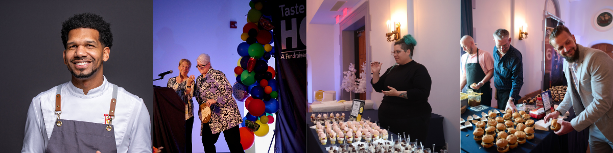 Stephan Baity with various images at past Taste of Hope events.