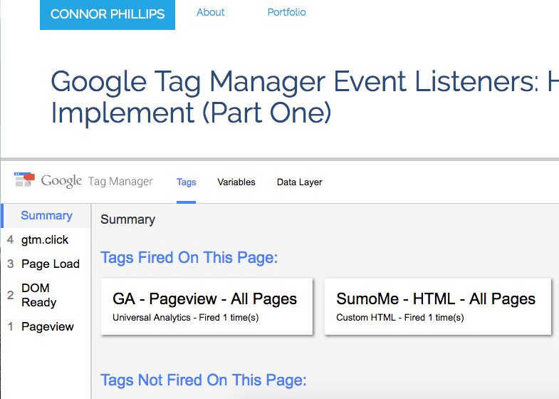 google tag manager preview debug