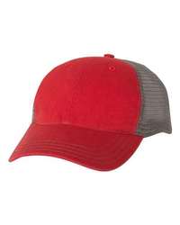 Photo of Garment-Washed Trucker Cap - Richardson - Red/ Charcoal - view 2