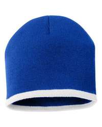 Photo of 8" Bottom-Striped Knit Beanie - Sportsman - Royal/ White - view 2
