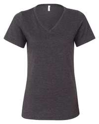 Photo of Women's Relaxed Heather CVC V-Neck Tee - BELLA + CANVAS - Dark Grey Heather - view 3