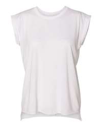 Photo de T-shirt fluide pour femmes avec manchettes roulées - BELLA + CANVAS - White - vue 3