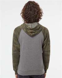 Photo of Unisex Special Blend Raglan Hooded Sweatshirt - Independent Trading Co. - Nickel Heather/ Forest Camo - view 4