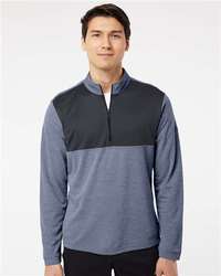 Photo of Lightweight Quarter-Zip Pullover - Adidas - Collegiate Navy Heather/ Carbon - view 6