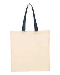 Photo of Economical Tote with Contrast-Color Handles - Q-Tees - Natural/ Navy - view 1