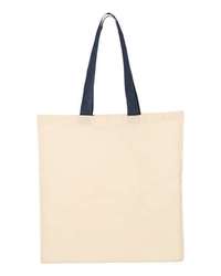 Photo of Economical Tote with Contrast-Color Handles - Q-Tees - Natural/ Navy - view 2