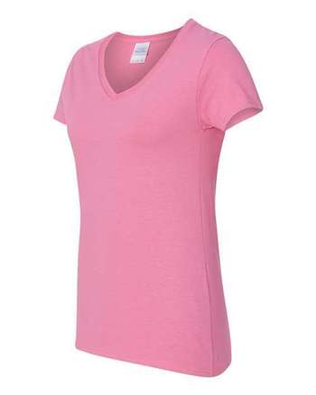 Photo de T-shirt de coton supérieur col en V pour femmes - Gildan - Azalea - vue 2