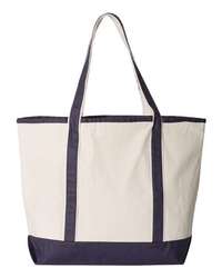 Photo of 34.6L Large Canvas Deluxe Tote - Q-Tees - Natural/ Navy - view 2