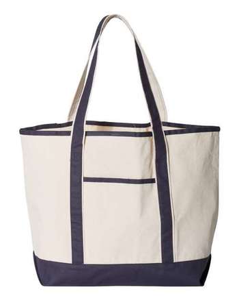 Photo of 34.6L Large Canvas Deluxe Tote - Q-Tees - Natural/ Navy - view 3