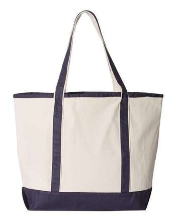 Photo de 34,6L Grand Cabas de Luxe en Toile - Q-Tees - Natural/ Navy - vue 2