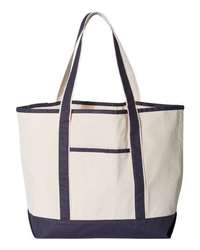 Photo de 34,6L Grand Cabas de Luxe en Toile - Q-Tees - Natural/ Navy - vue 3