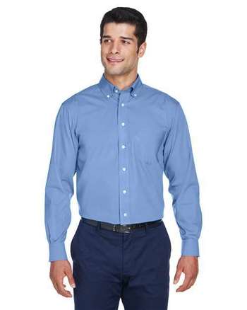 Photo of Crown Collection® Oxford Woven Dress Shirt - Devon & Jones - Light Blue - view 5
