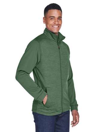 Photo of Newbury Colorblock Mélange Fleece Full-Zip jacket - Devon & Jones - Forest/ Forest Heather - view 4
