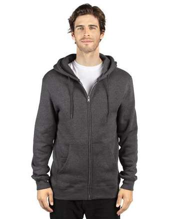 Photo of Fleece Full-Zip Hooded Sweatshirt - Threadfast Apparel - Charcoal Heather - view 2