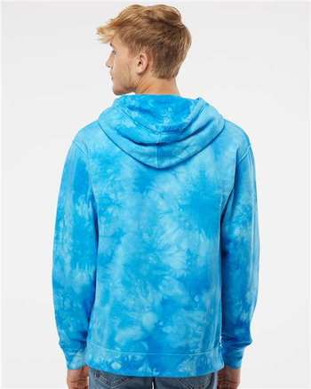 Photo de Unisexe sweat à capuche teint par nœud de poids moyen - Independent Trading Co. - Tie Dye Aqua Blue - vue 4