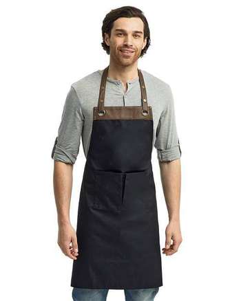 Photo of Espresso Bib Apron with Pockets - Artisan Collection by Reprime - Black/ Brown - view 4