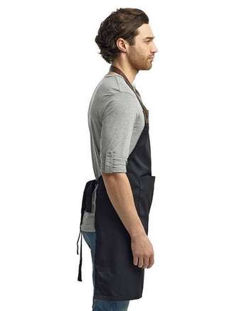 Photo of Espresso Bib Apron with Pockets - Artisan Collection by Reprime - Black/ Brown - view 3