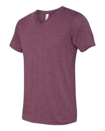 Photo of Triblend V-Neck Short Sleeve Tee - BELLA + CANVAS - Maroon Triblend - view 2