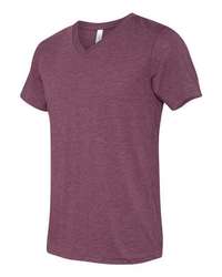 Photo of Triblend V-Neck Short Sleeve Tee - BELLA + CANVAS - Maroon Triblend - view 2