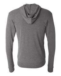 Photo of Triblend Lightweight Full-Zip Hooded Long Sleeve Tee - BELLA + CANVAS - Grey Triblend - view 1