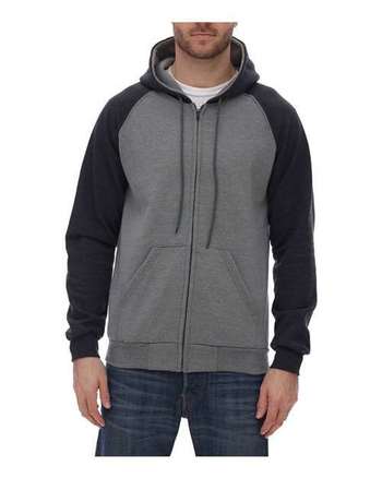 Photo de Molleton à manches ranglan à capuchon avec fermeture éclair - King Athletics - Grey Heather/ Dark Charcoal - vue 2