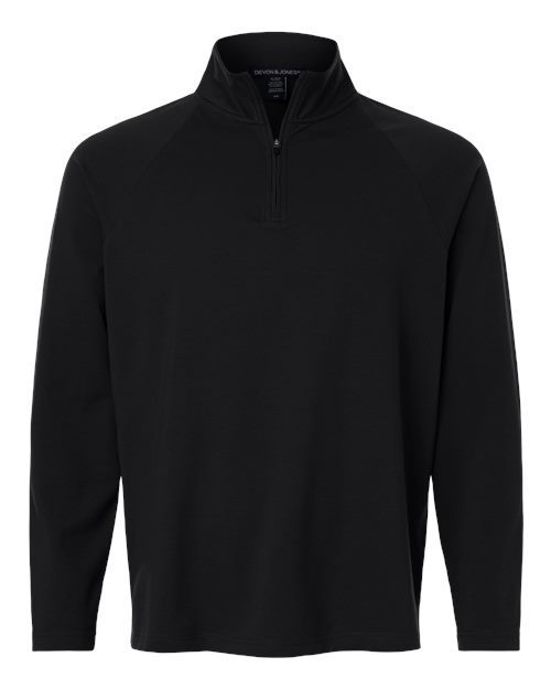 Photo of Men's Seaton Pebble Textured Quarter-Zip Pullover - Devon & Jones - Black - view 3