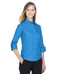 Photo of Women's Perfect Fit™ Three-Quarter Sleeve Stretch Poplin Dress Shirt - Devon & Jones - French Blue - view 4