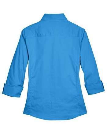 Photo of Women's Perfect Fit™ Three-Quarter Sleeve Stretch Poplin Dress Shirt - Devon & Jones - French Blue - view 1