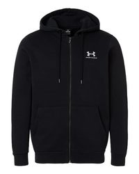 Photo of Men's Icon Fleece Hooded Full-Zip - Under Armour - Black/ White - view 3