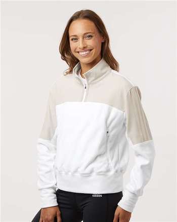 Photo of Women's Fleece Quarter-Zip Pullover - Adidas - Alumina - view 5