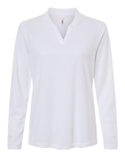 Photo of Women's Nova Performance Long Sleeve Pique Polo - CORE365 - White - view 3
