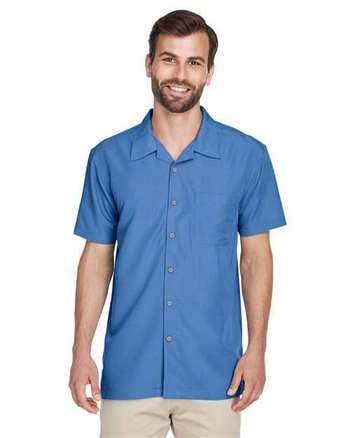 Photo of Barbados Textured Camp Shirt - Harriton - POOL BLUE - view 5