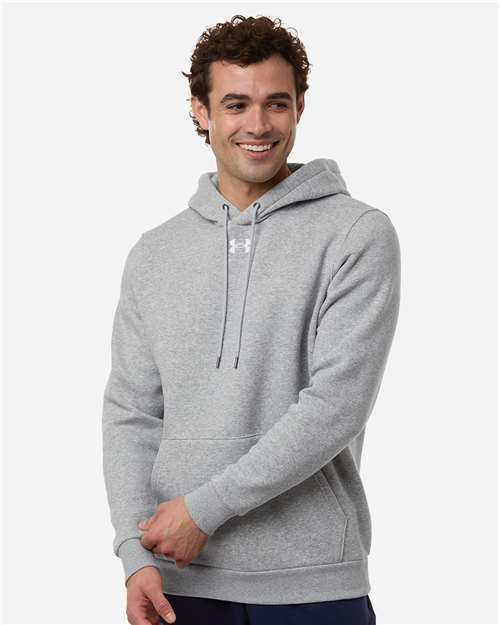 Photo of Men's Team Icon Fleece Hooded Sweatshirt - Under Armour - Mod Grey Light Heather/ White - view 6