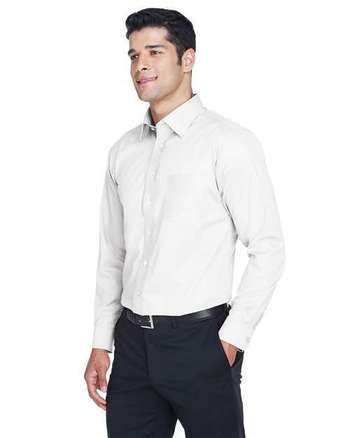 Photo of Crown Collection® Tall Solid Stretch Twill Woven Dress Shirt - Devon & Jones - White - view 4