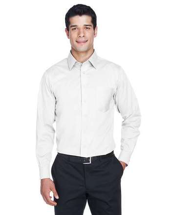 Photo of Crown Collection® Tall Solid Stretch Twill Woven Dress Shirt - Devon & Jones - White - view 5