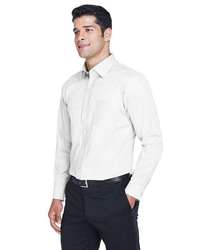Photo of Crown Collection® Tall Solid Stretch Twill Woven Dress Shirt - Devon & Jones - White - view 4
