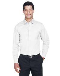 Photo of Crown Collection® Tall Solid Stretch Twill Woven Dress Shirt - Devon & Jones - White - view 5