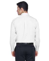 Photo of Crown Collection® Tall Solid Stretch Twill Woven Dress Shirt - Devon & Jones - White - view 3