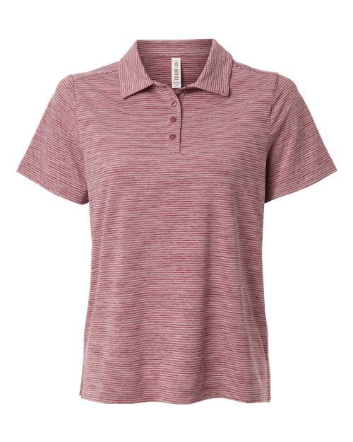 Photo of Women's Relay Heathered Stripe Polo - Team 365 - Sport Maroon Heather/ White - view 3