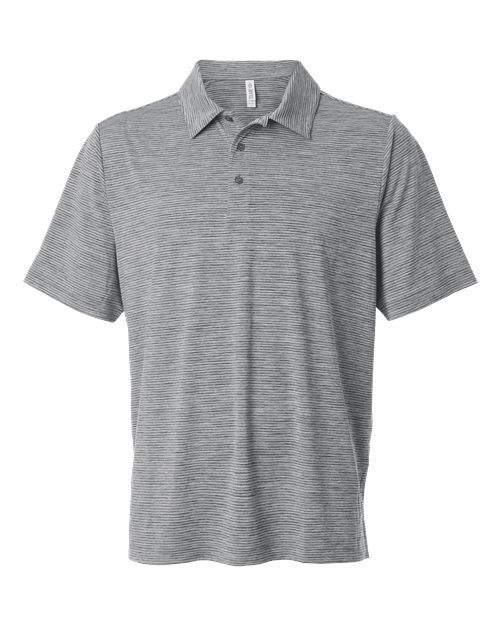 Photo of Men's Relay Heathered Stripe Polo - Team 365 - Black Heather/ White - view 3
