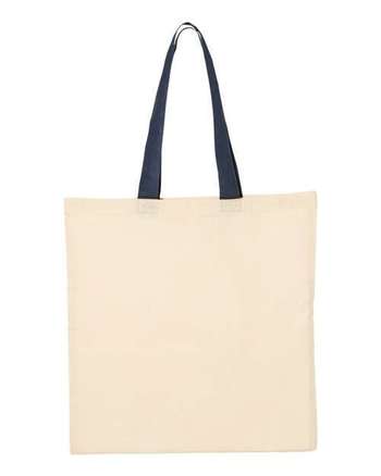 Photo de Tote économique avec poignées de couleur contrastante - Q-Tees - Natural/ Navy - vue 1