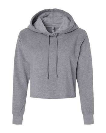 Photo of Women's Laguna Sueded Raw Edge Crop Hoodie - Next Level - Heather Grey - view 3
