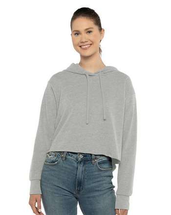 Photo of Women's Laguna Sueded Raw Edge Crop Hoodie - Next Level - Heather Grey - view 5